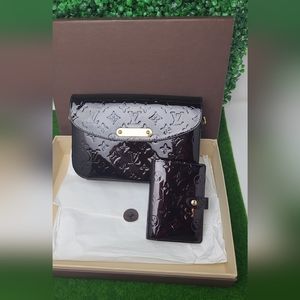 Authentic Louis Vuitton Monogram Vernis Rodeo Drive Pouchette Purse and Agenda